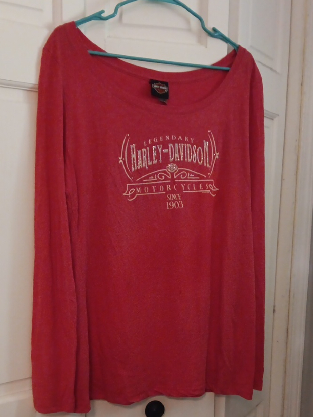 Harley-Davidson Red Long Sleeve Shirt with White Logo